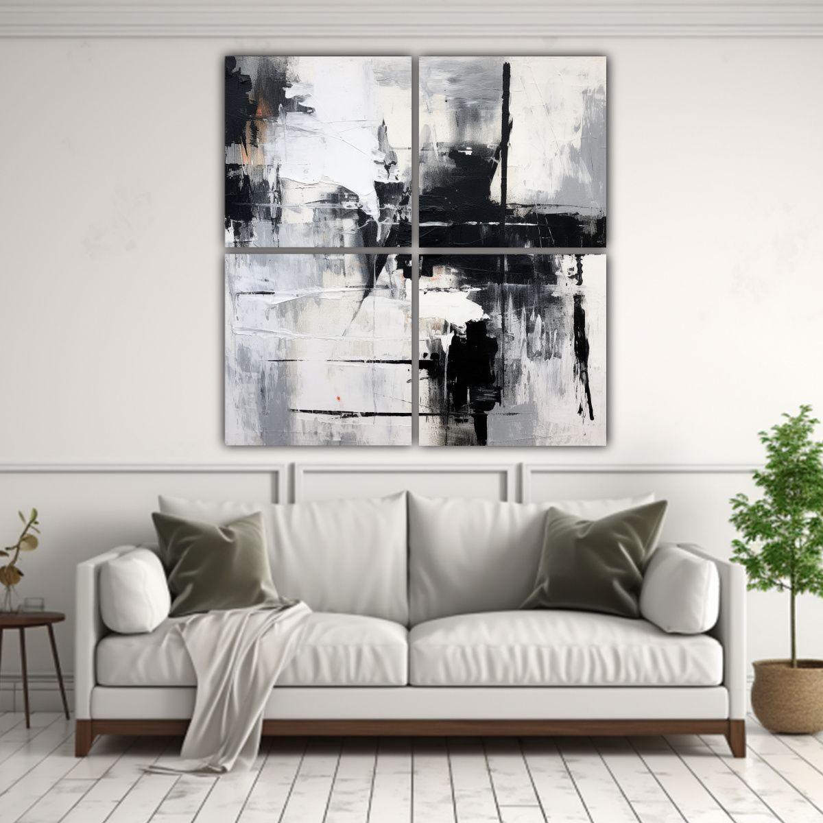 Cuadro Abstracto En Blanco Y Negro, Temática 160x160 Cm-2
