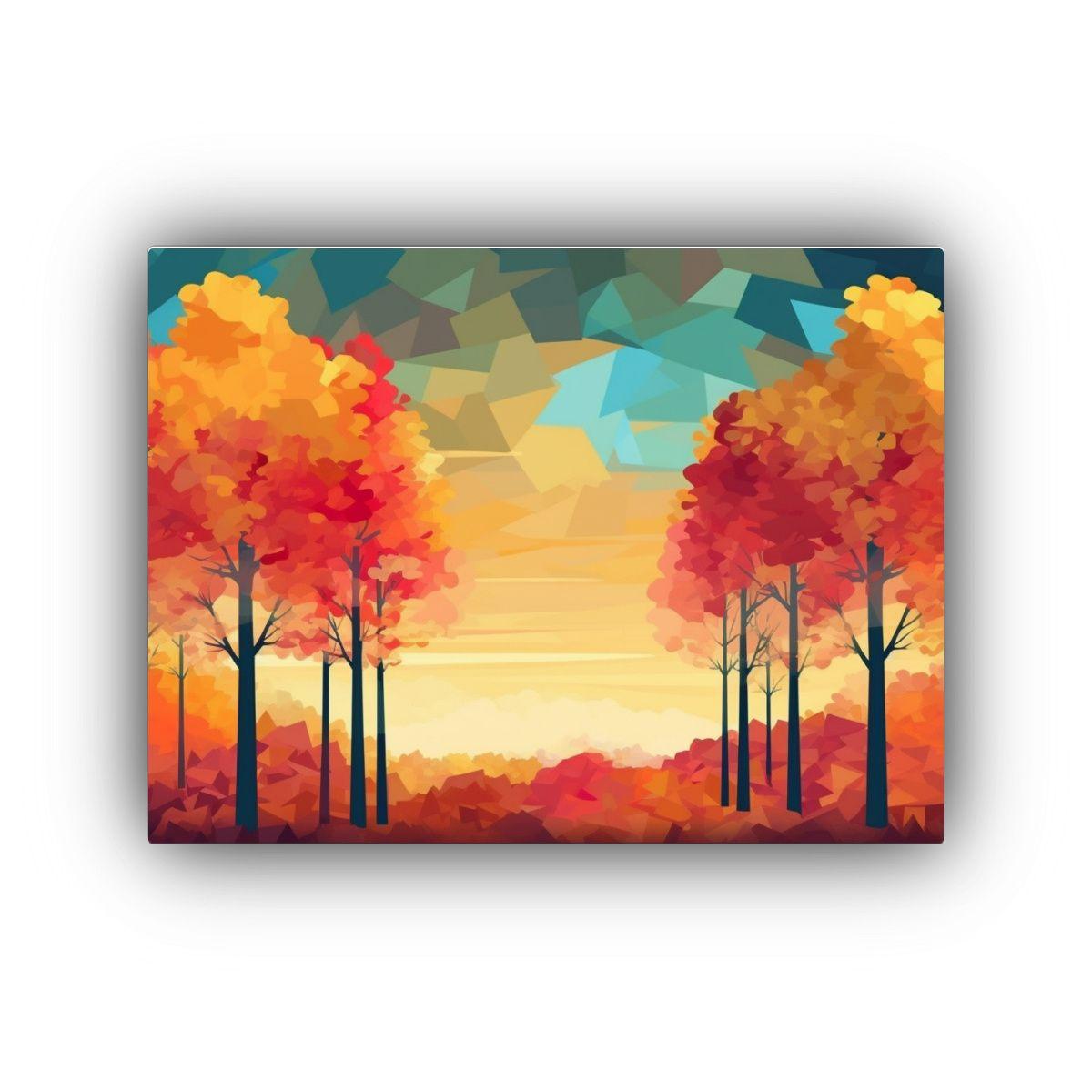 Cuadro Bosque De Arce Colorido Con Cielo: 40x30cm-0