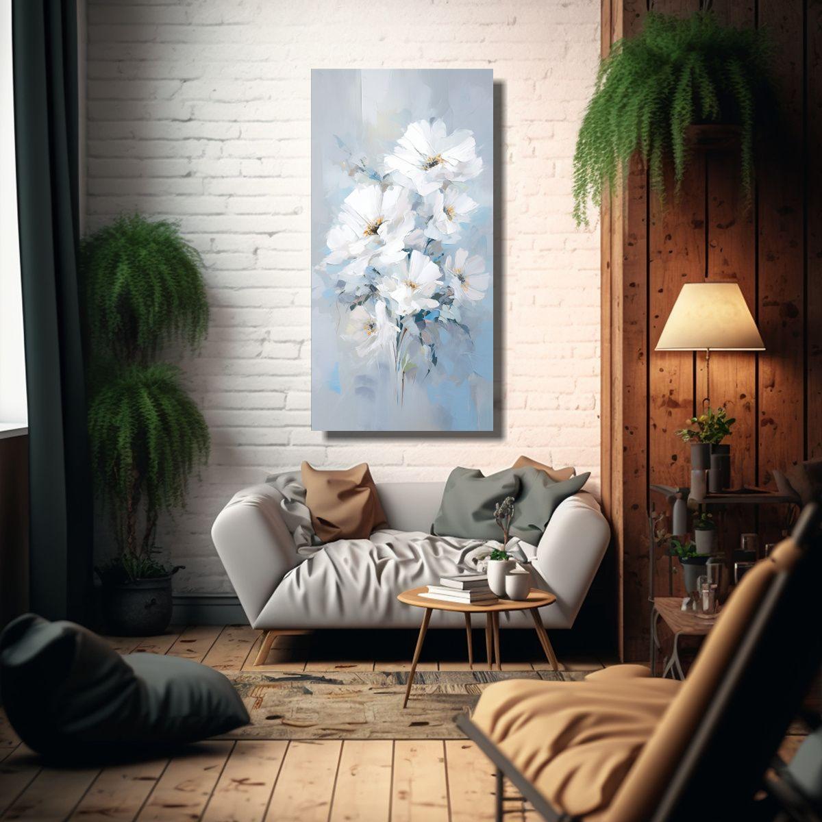 Cuadro De Decoración Exclusivo Con Flores 70x140 Cm-2