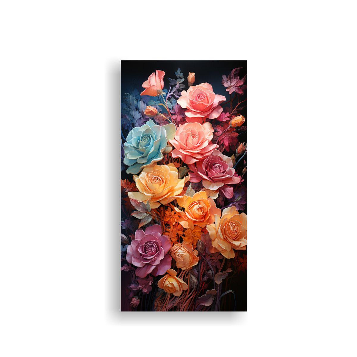 Arte De Pared Minimalismo Forma Rosas Mundo 40x80cm-0