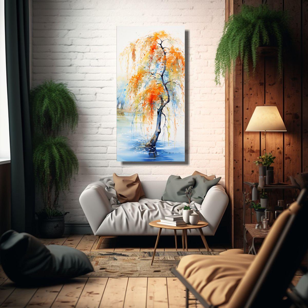 Pintura Abstracta En Bastidor De Temática Árbol  40x80cm-2