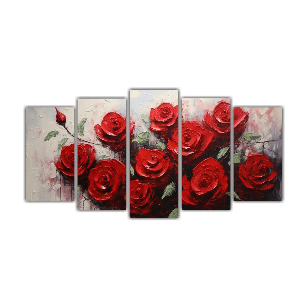 Pintura En Bastidor Estilo Red Roses De Arte 200x100 Cm-0