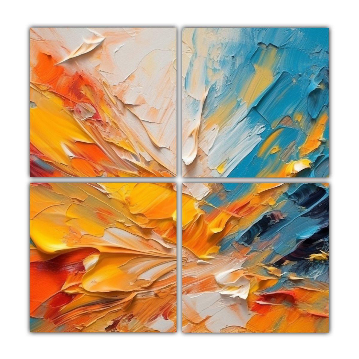 Pintura Abstracta De Líneas Finas En Lienzo: 4 120x120 Cm-0