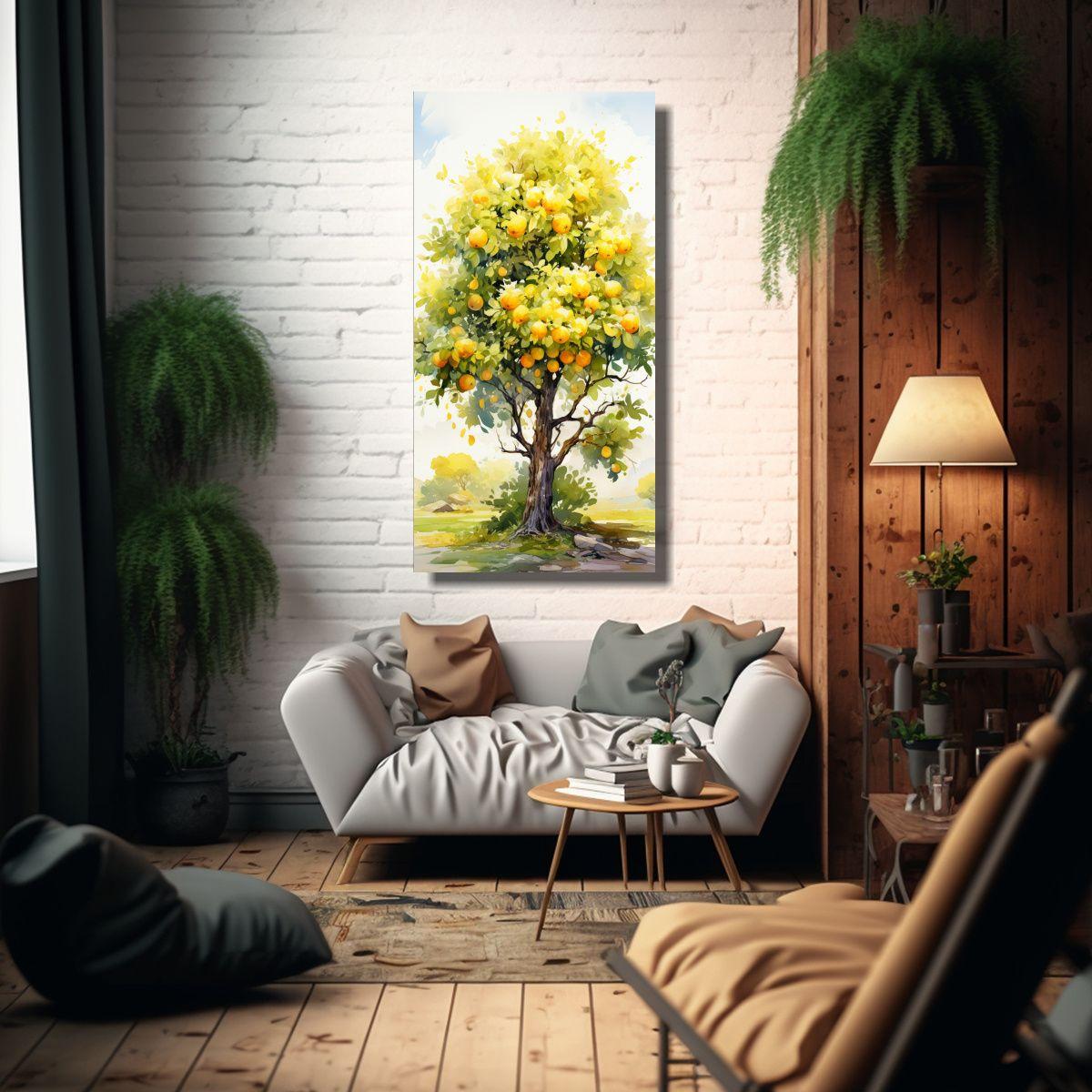 Lienzo De Tela Abstracto árbol De Manzana Colores 50x100cm-2
