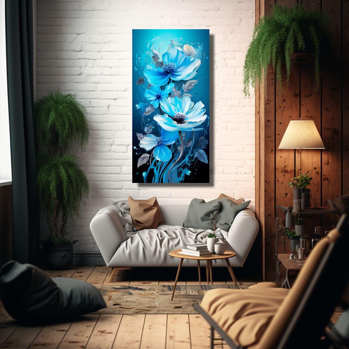 Cuadro De Tela Mágica Con Colores Turquesa 70x140cm-2