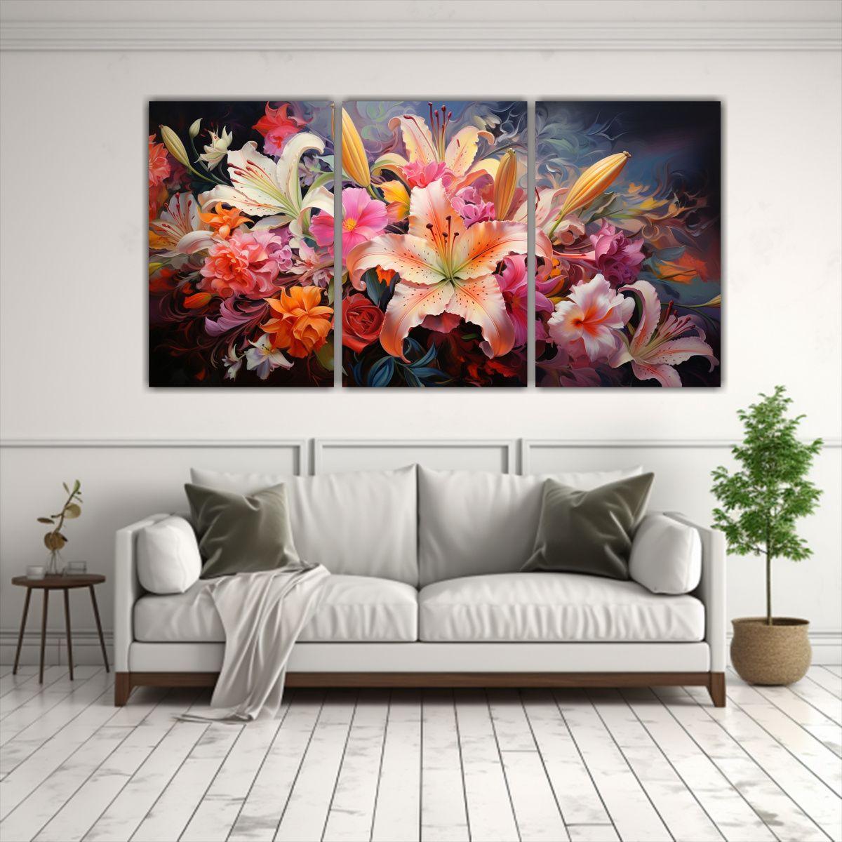 Pinturas De Flores Abstractas Para Interiores: 90x45 Cm-2