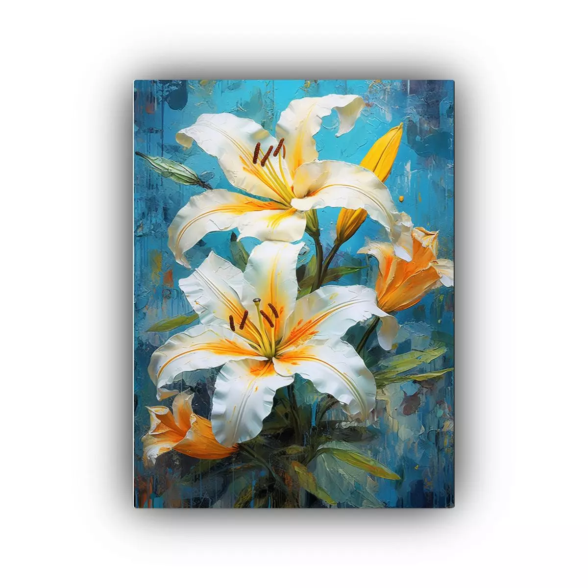 Pintura Decorativa Con Lirios Coloridos Y 60x90 Cm-0