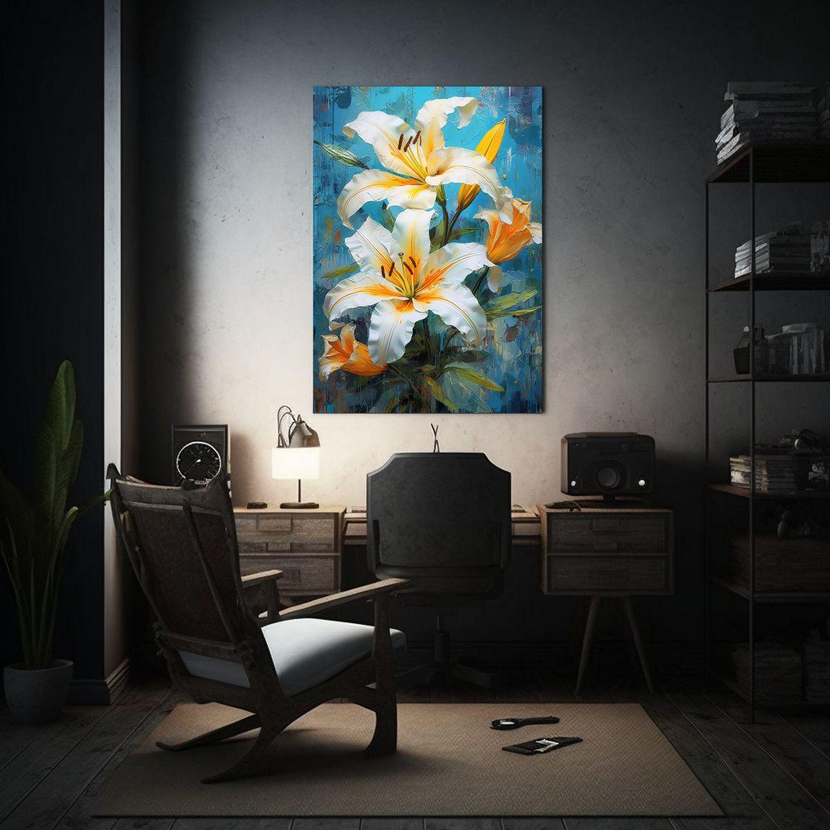 Pintura Decorativa Con Lirios Coloridos Y 60x90 Cm-2