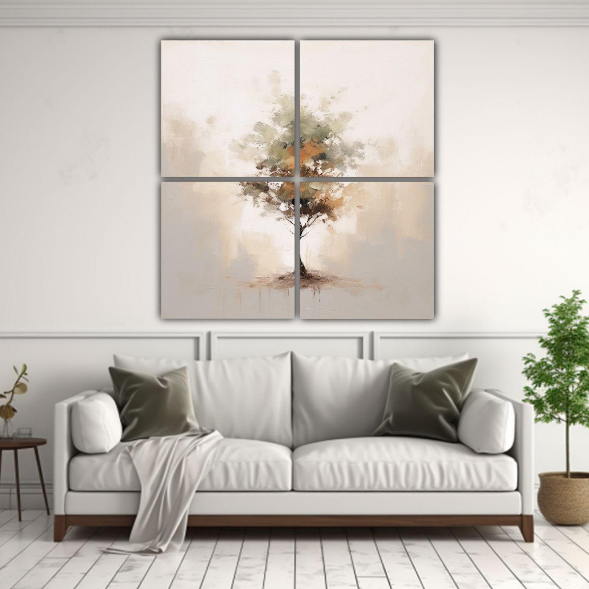 Pintura Al óleo De árbol Simple En Lienzo: 4 80x80 Cm-2