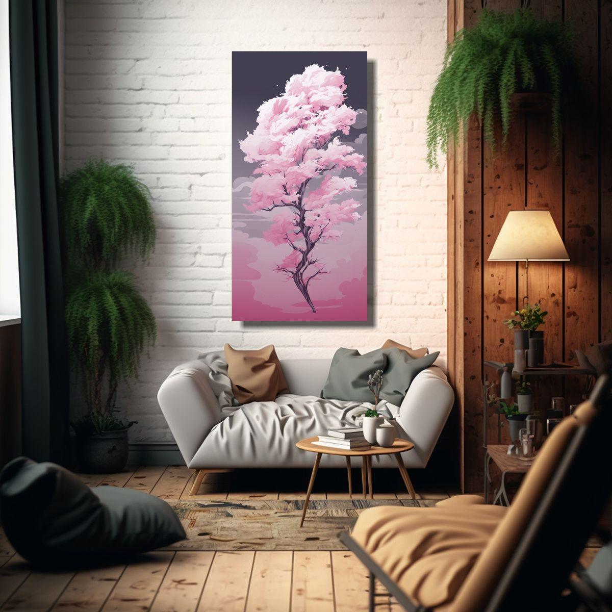 Cuadro Abstracto En Bastidor De Madera: Árbol De  60x120cm-2