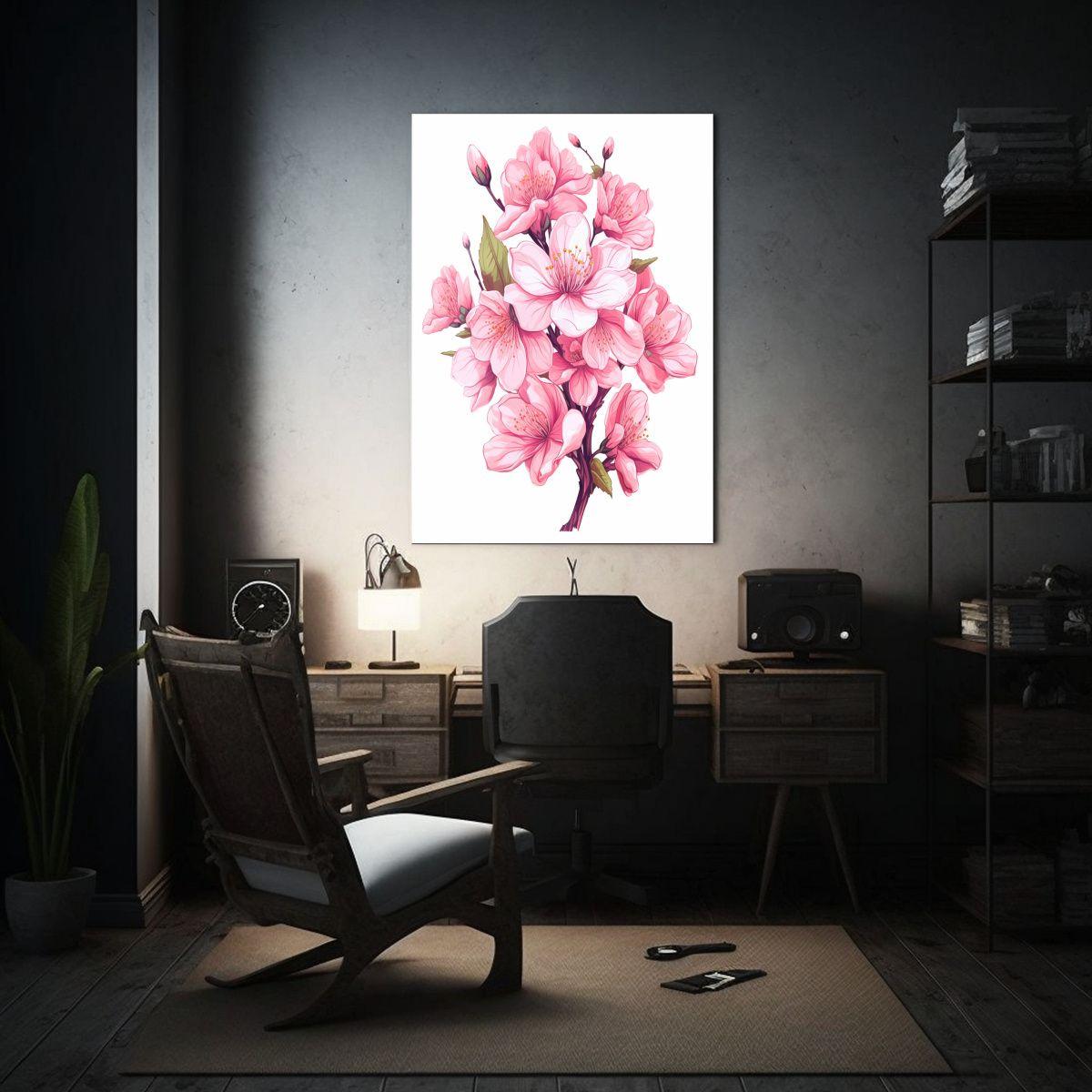 Pintura Acuarela Flores De Cerezo Sakura Aisladas 30x45cm-2