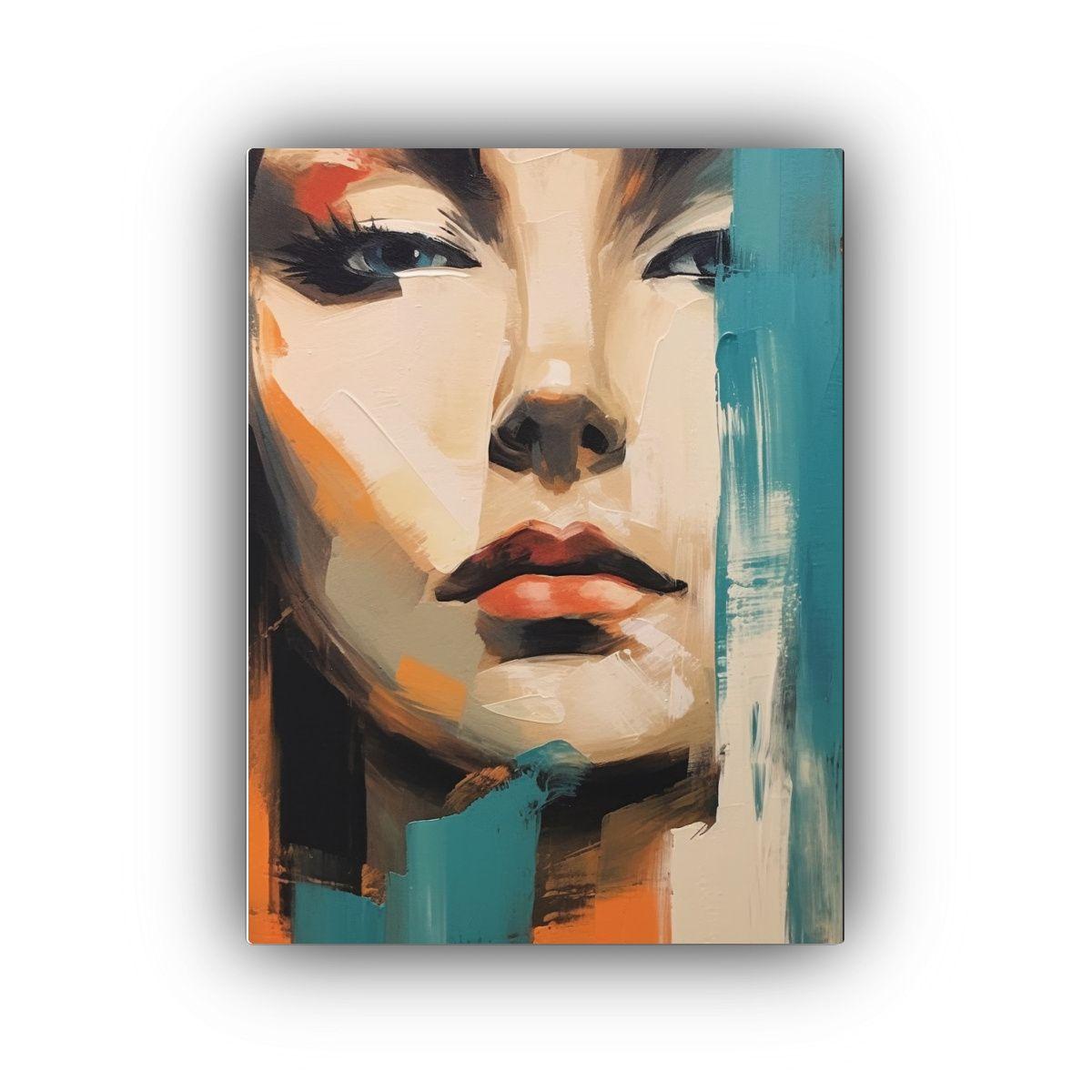 Cuadro Acuarela Retrato Abstracto Mujer 50x65cm-0