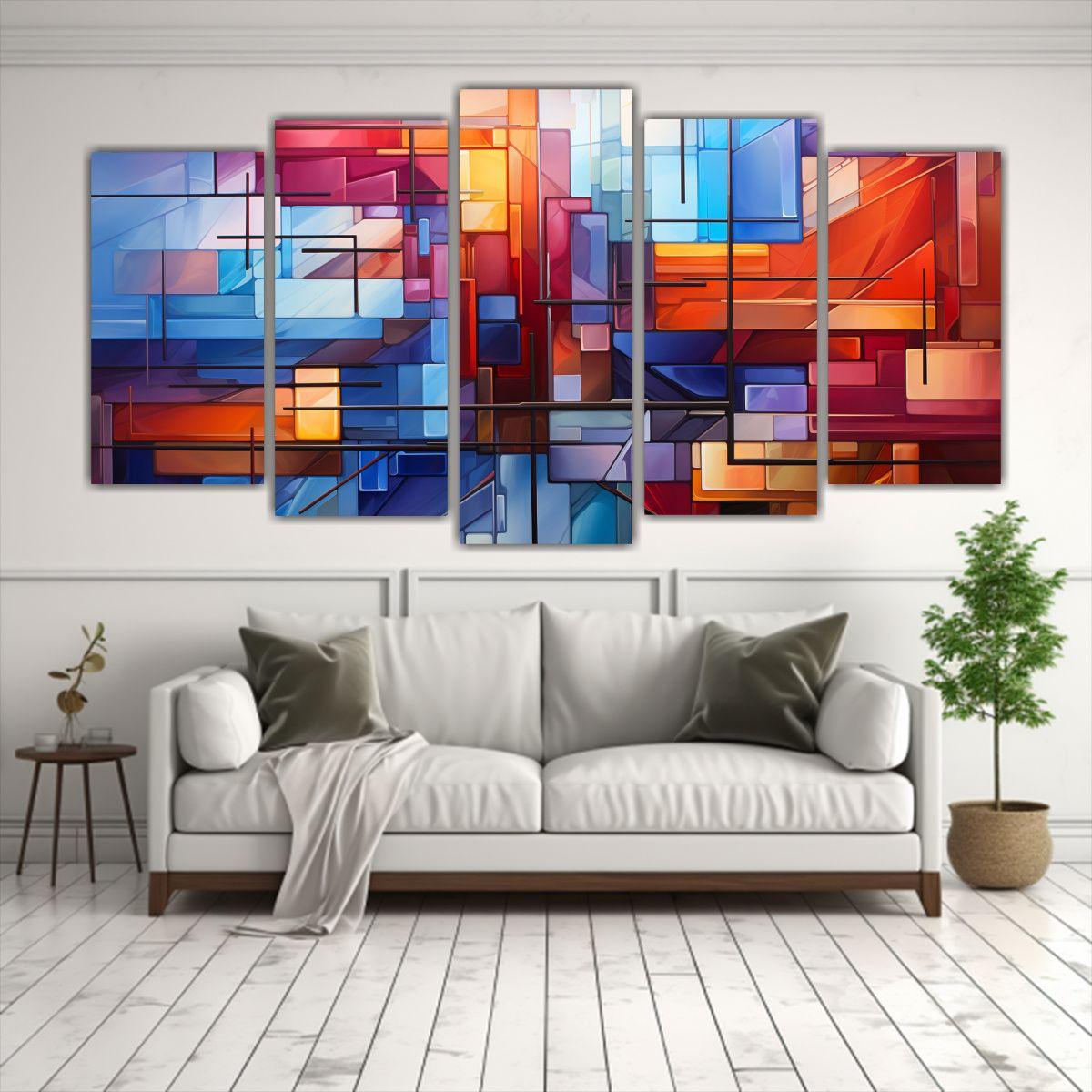 Pintura Abstracta Colorida Compuesta De Varios 250x125 Cm-2