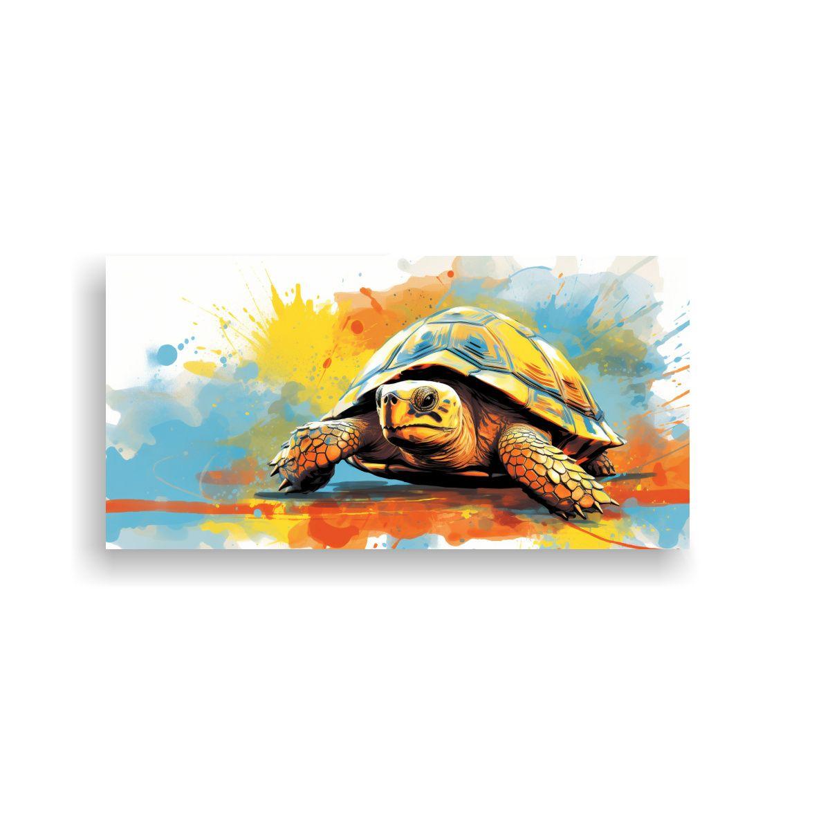 Pintura De Pared Abstracta Con Tortuga En Tonos 40x20cm-0