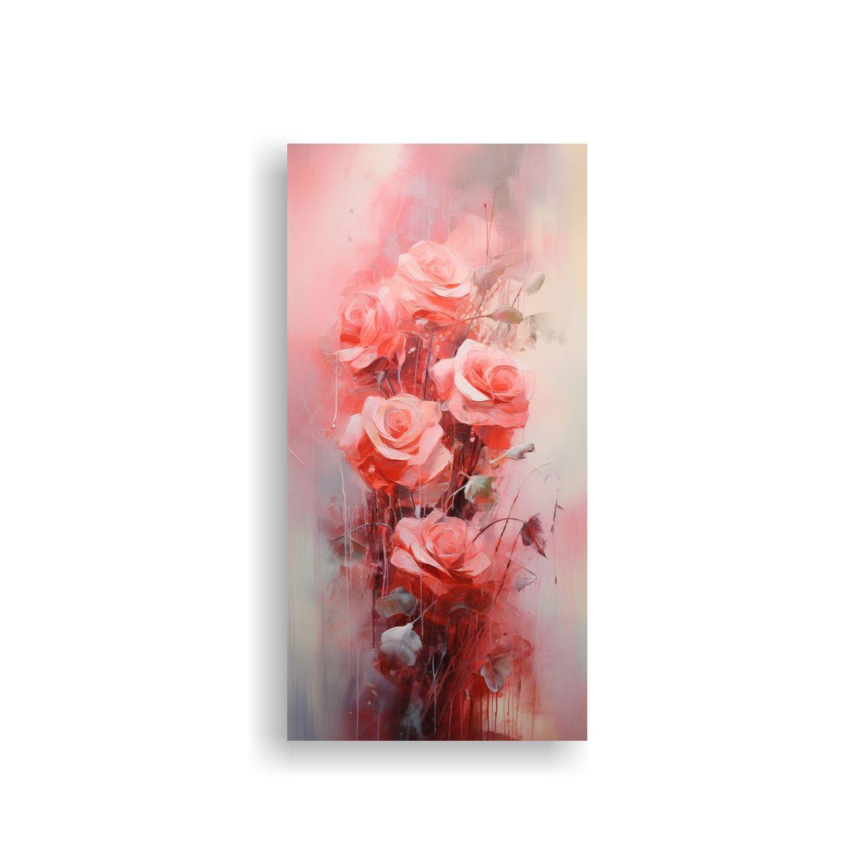 Cuadro Abstracto En Tonalidades Rosas Expresión 30x60cm-0