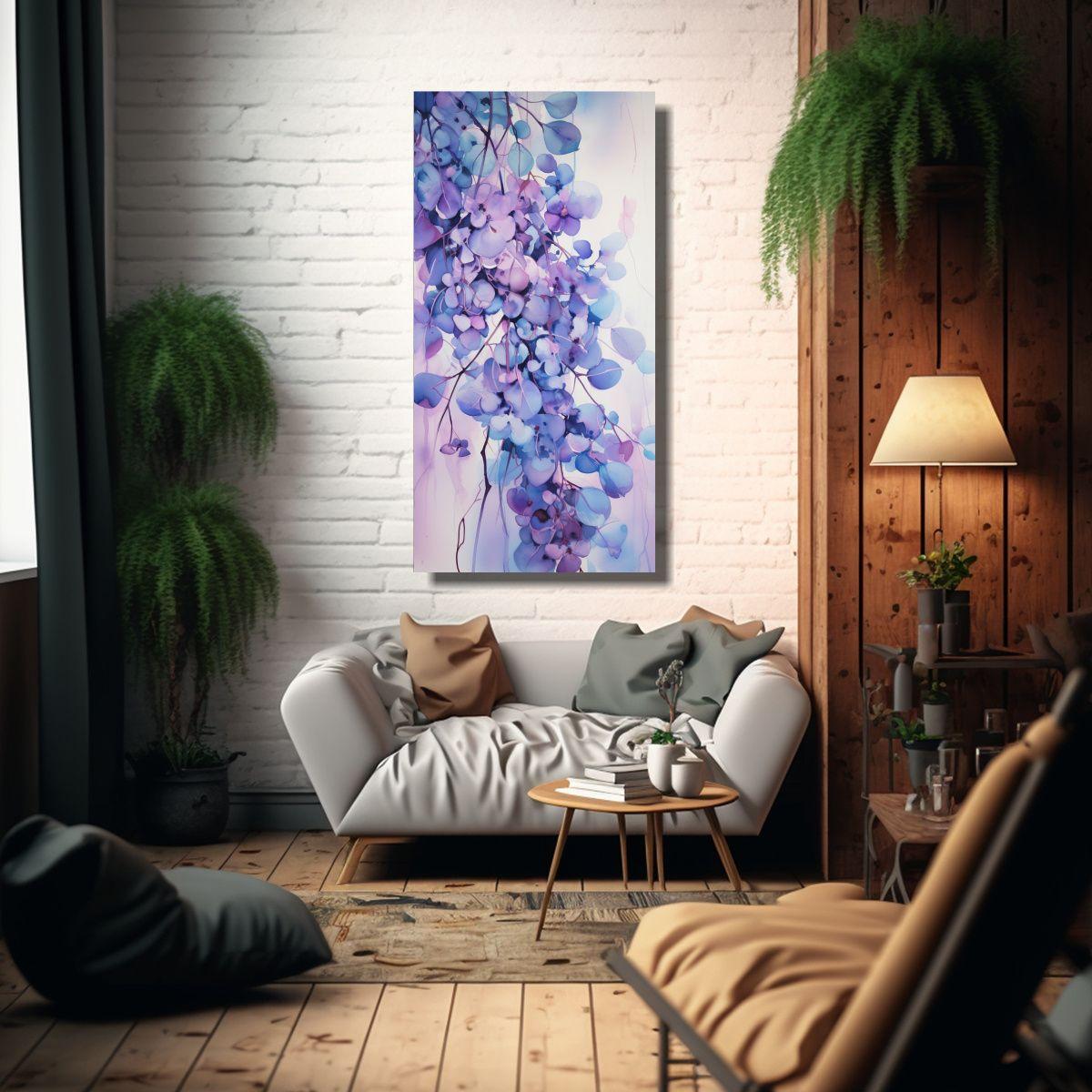 Pintura Abstracta Acuarela árbol De Eucalipto 40x80cm-2