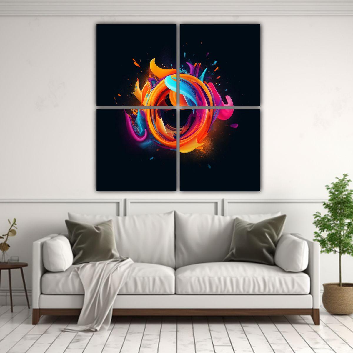 Cuadros De Pared Abstractos De Formas Y Colores 120x120 Cm-2