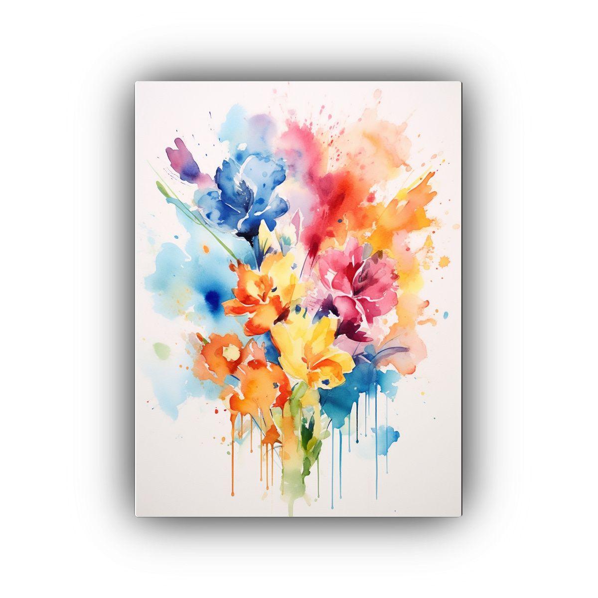 Pintura De Pared Flores Acuarela Composición 50x65cm-0