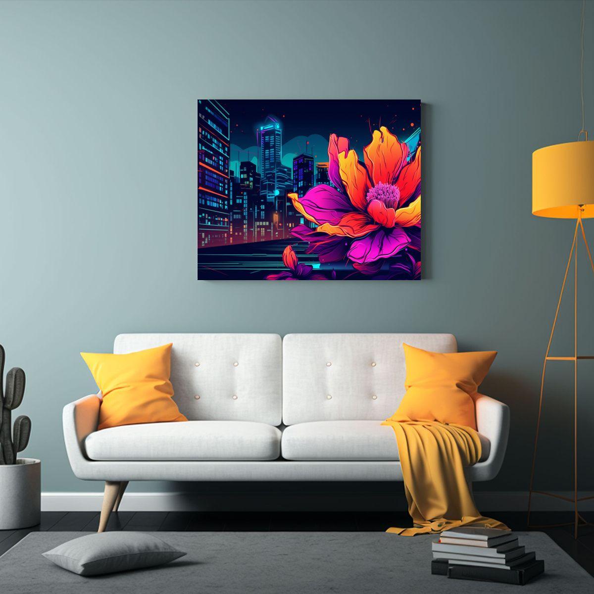 Pintura De Pared Creativa Flor Dinámica En Un Lienzo Alegre 120x80cm-2