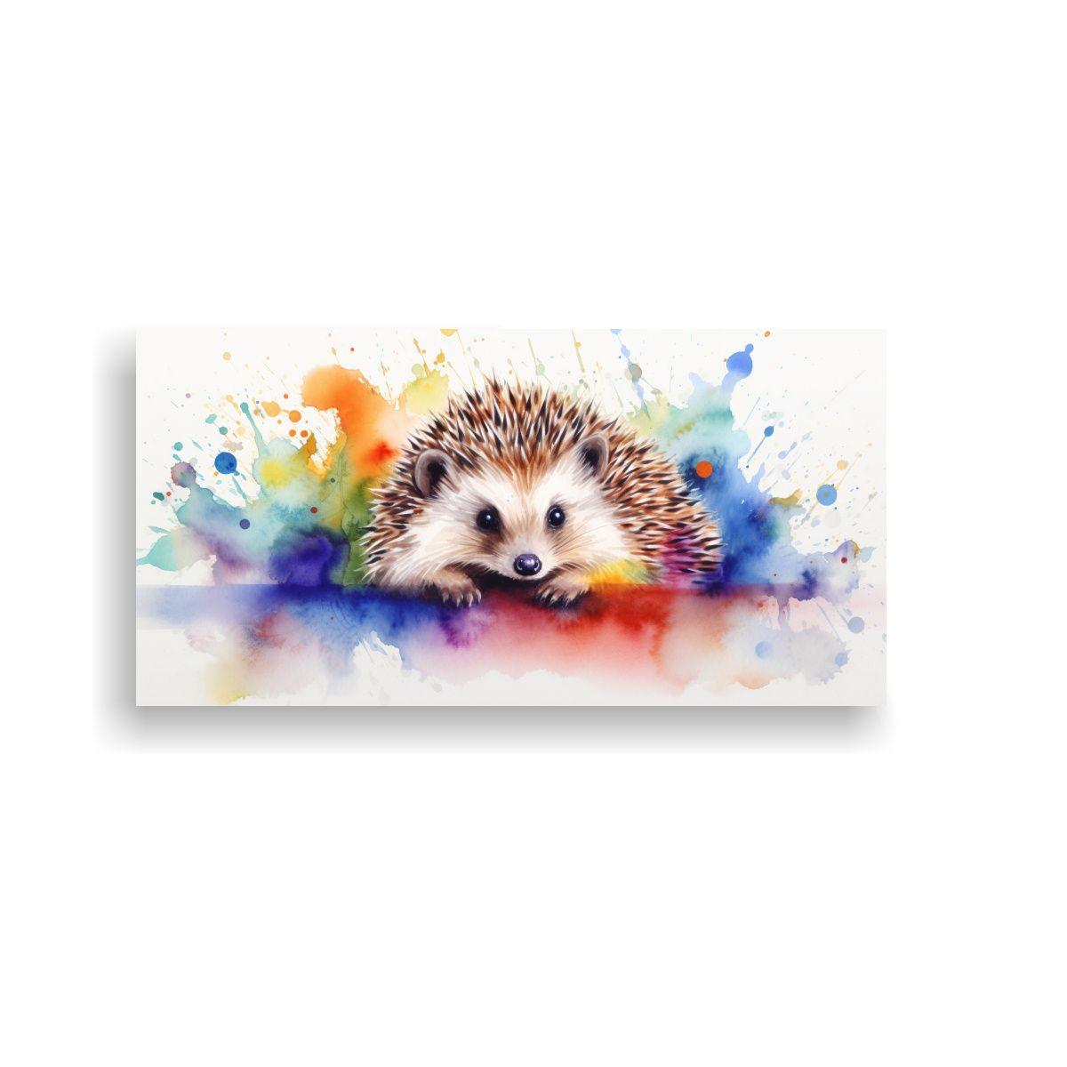 Cuadro Acuarela Hedgehog Alegre Estilo Pintura 120x60cm-0