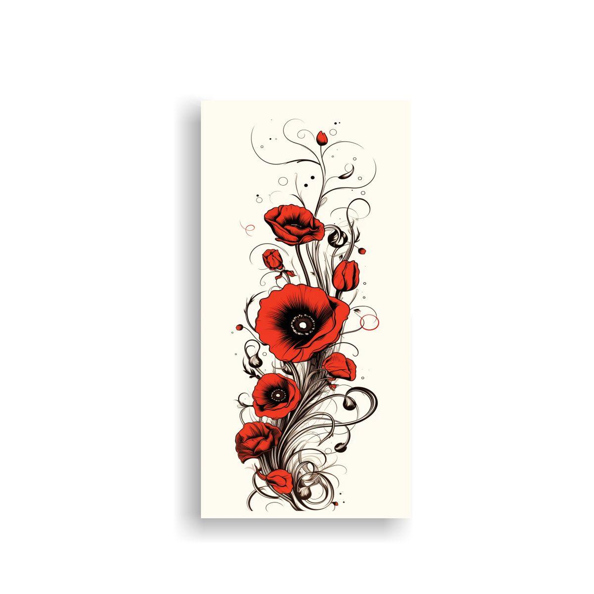 Tela Acuarela Riqueza Visual Poppies Y Cráneo 20x40cm-0