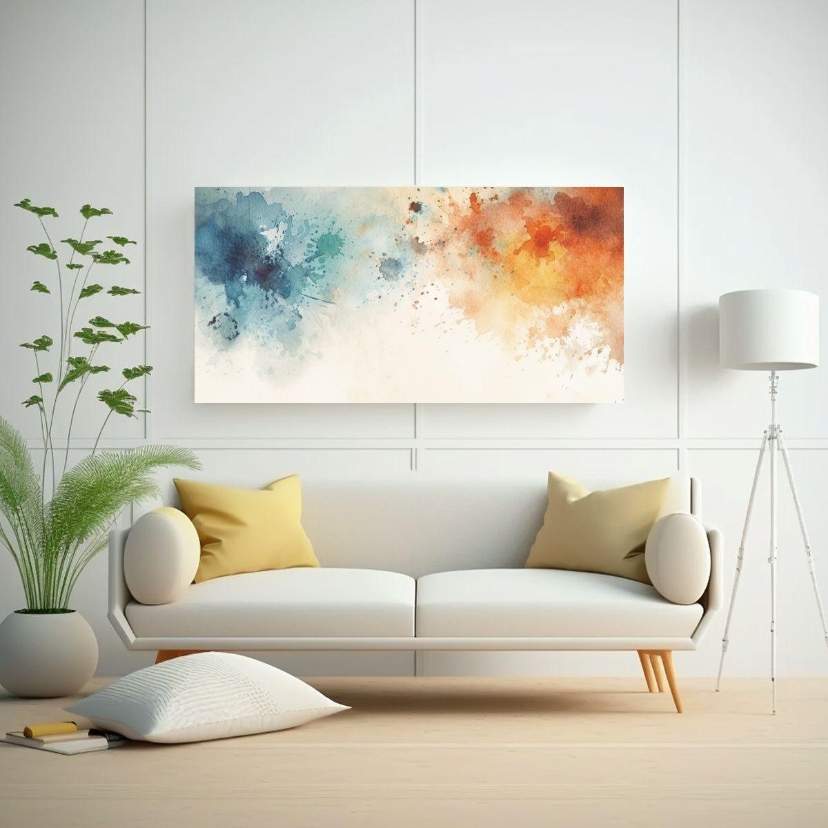 Cuadro De Lienzo Con Tonos Lineales En Blanco, 40x20cm-2