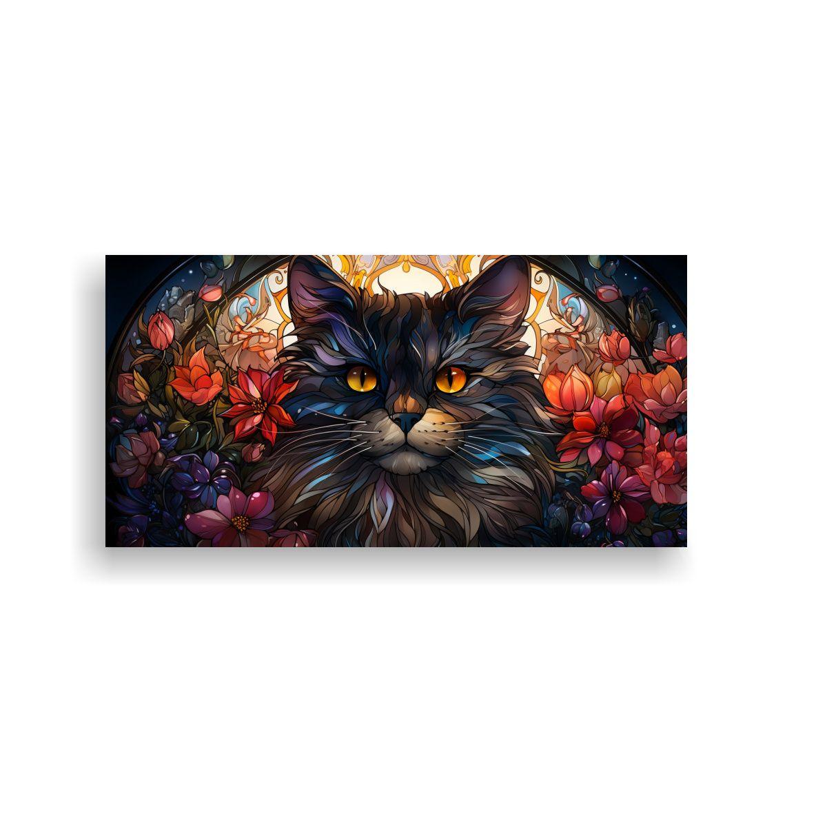 Cuadro De Vidriera Digital Obra Maestra Gato 100x50cm-0