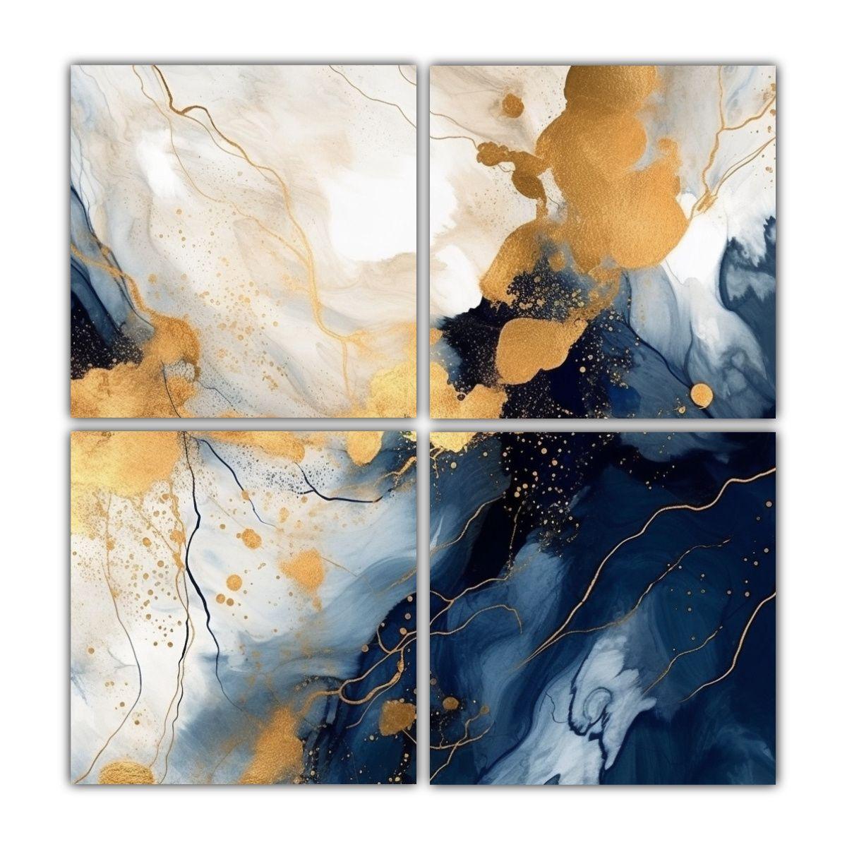 Cuadriptico Abstracto Hermoso Intensidad, 120x120 Cm-0