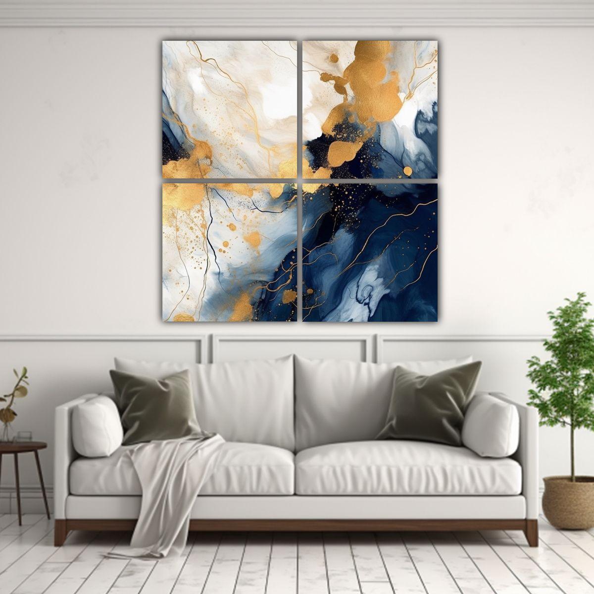 Cuadriptico Abstracto Hermoso Intensidad, 120x120 Cm-2