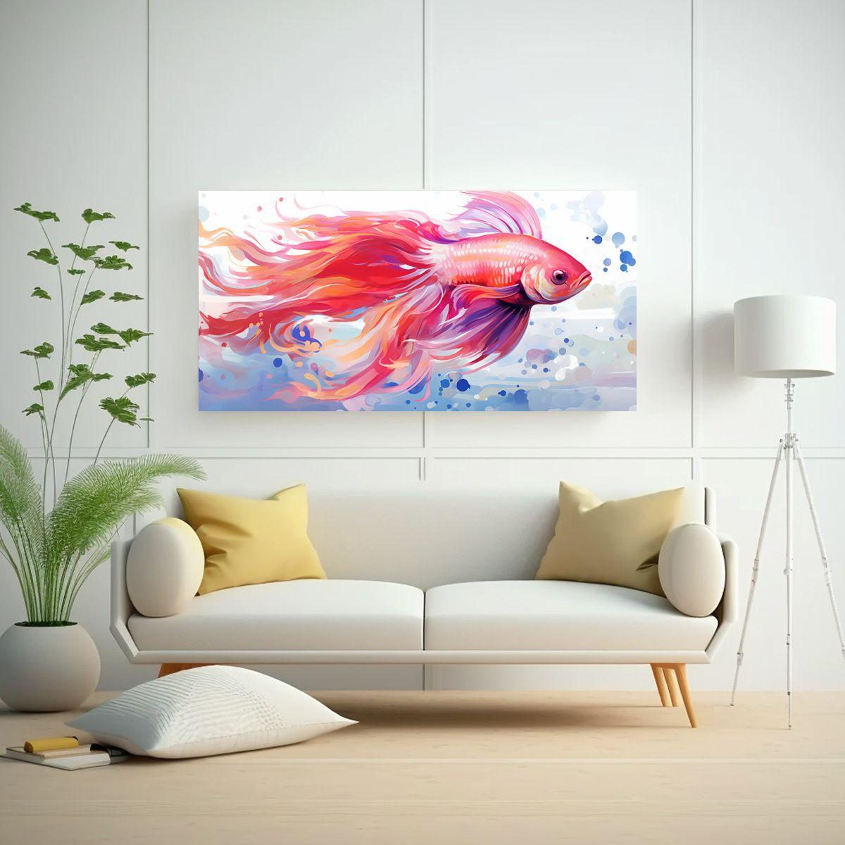 Pintura En Lienzo Estilo Galería Detalle De Pez 80x40cm-2