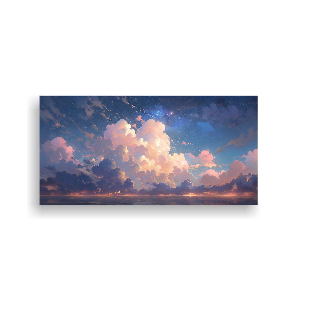 Pintura Acuarela Minimalista Cielo Nocturno 80x40cm-0
