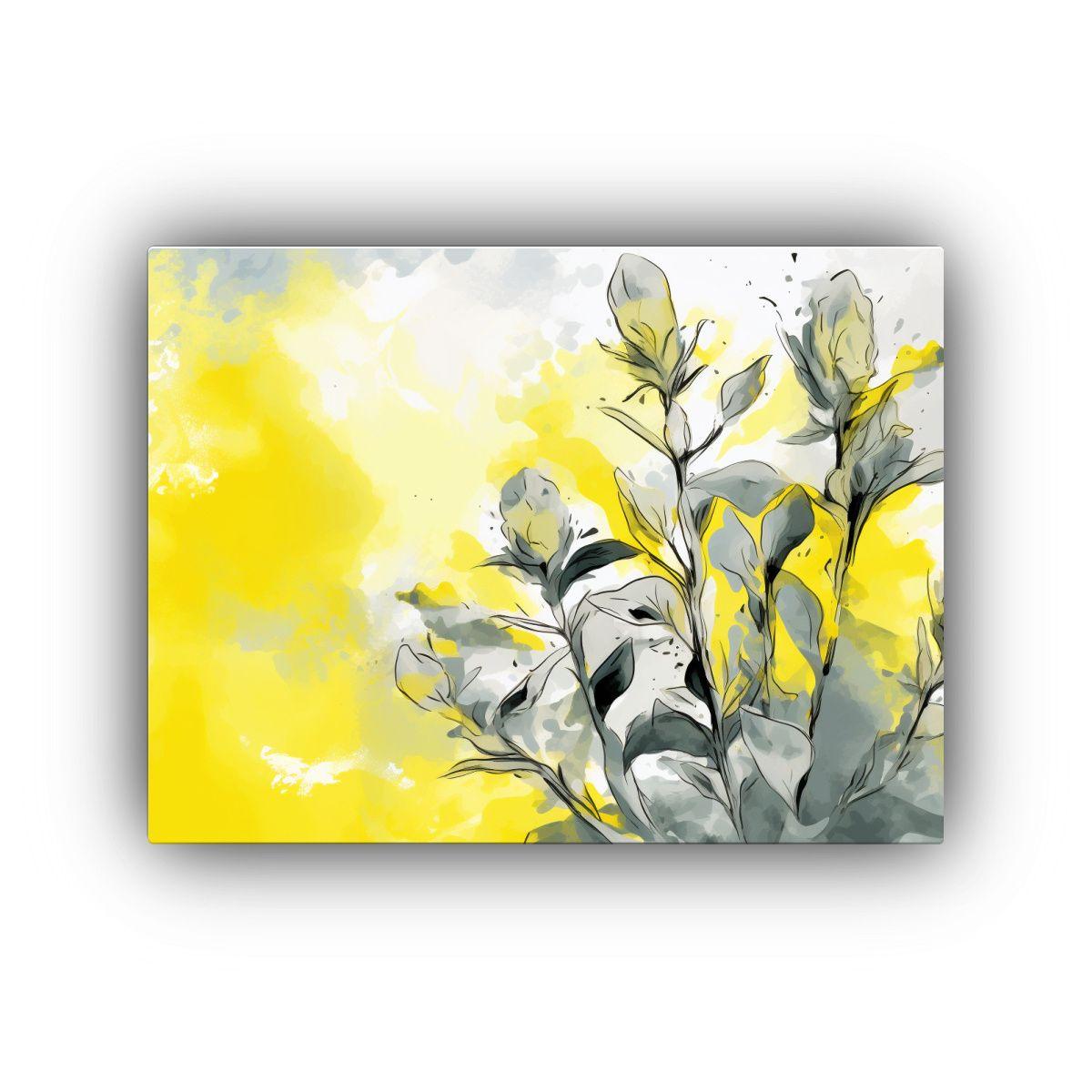 Pinturas De Lienzo Conceptual En Amarillo Y Blanco Con Ambie 90x60cm-0