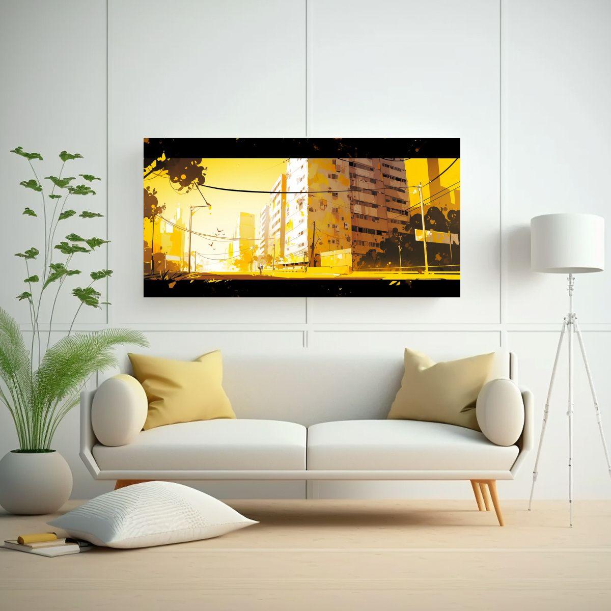 Pinturas Decorativas En Tonos Amarillos De Estilo 40x20cm-2