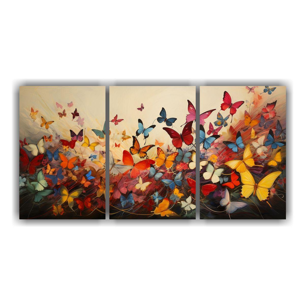 Cuadros Abstractos De Mariposas En Tela Arte 90x45 Cm-0
