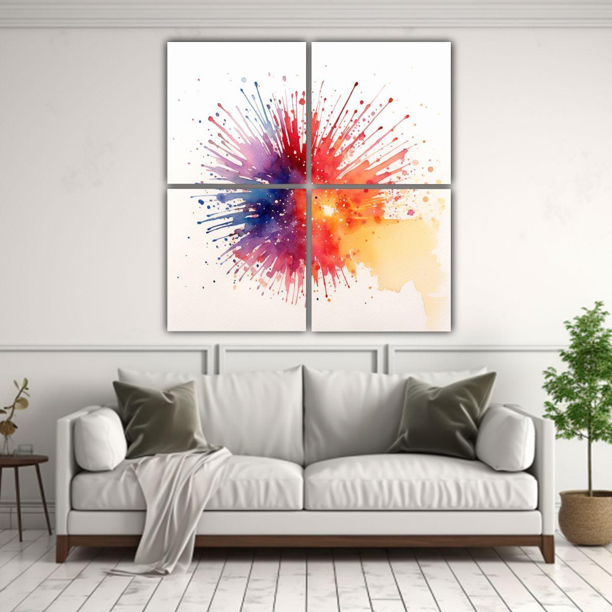 4 Lienzos Colores Arte Grafico Fuegos 140x140 Cm-2