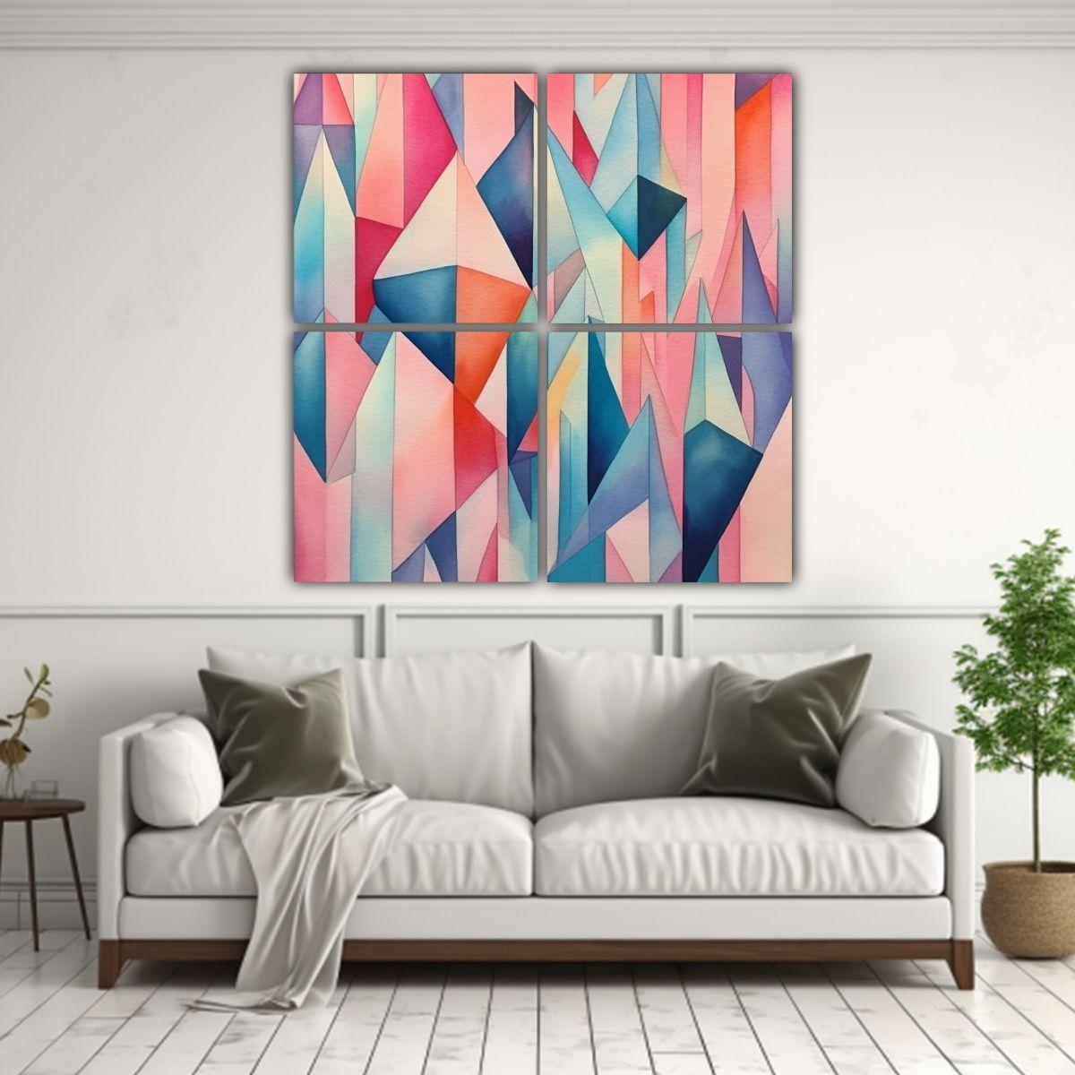 Cuadros De Pared Vintage Modernos, Acuarela 160x160 Cm-2