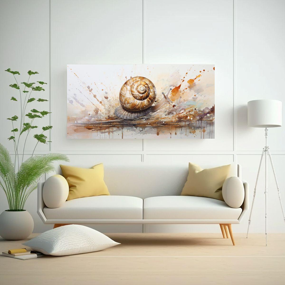 Cuadro Snails En Tonos Marfil Y Bronce Neo Arte 140x70cm-2