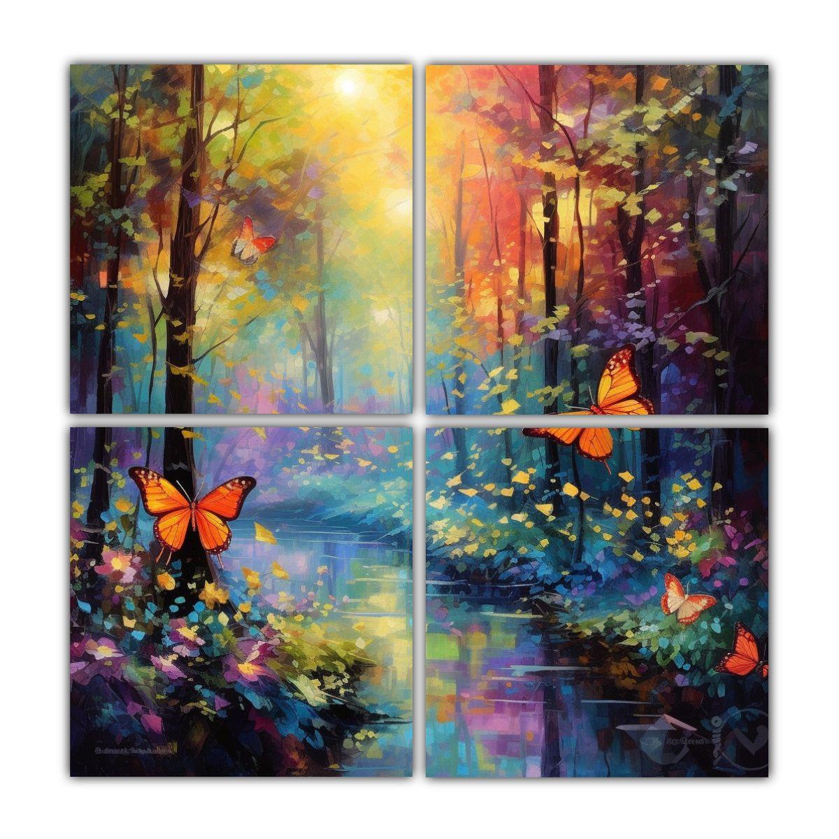Cuadros Estrellados Para Decoración En El Bosque 60x60 Cm-0