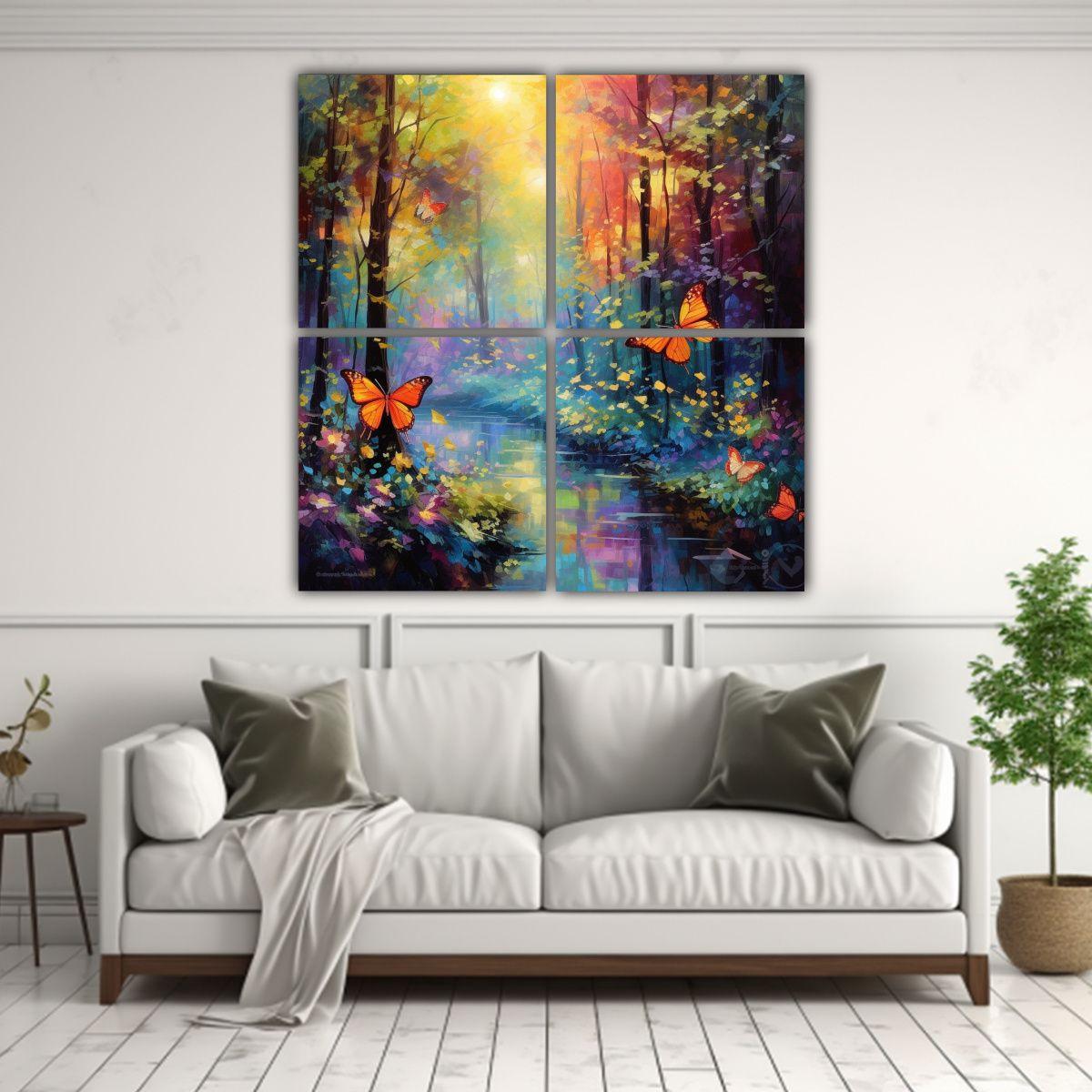 Cuadros Estrellados Para Decoración En El Bosque 60x60 Cm-2