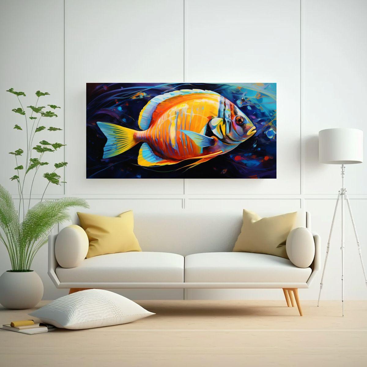 Arte Tela Armonía Peces Ángel Pintura Estilo 160x80cm-2
