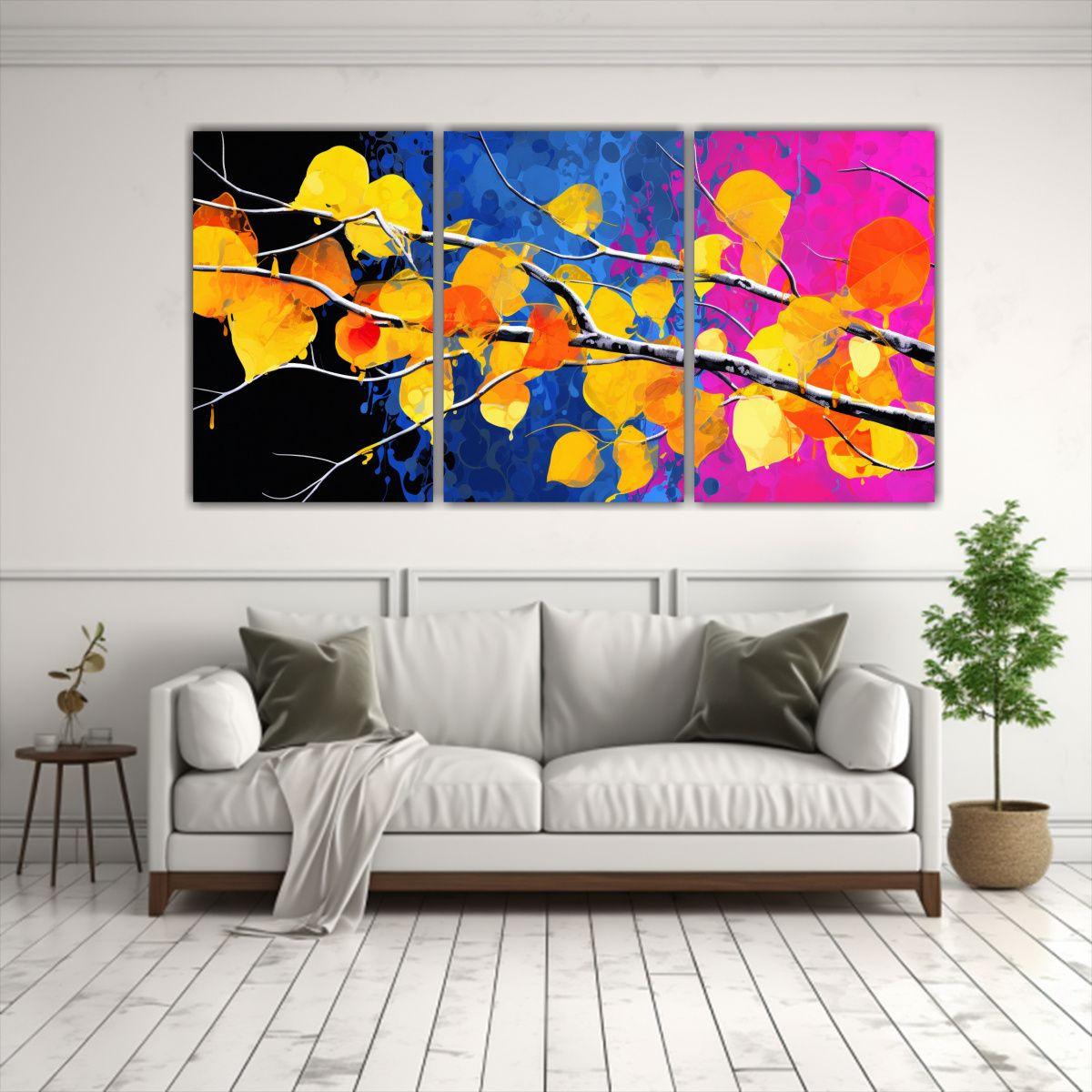 Cuadros Abstractos De Árboles De Álamos 90x45 Cm-2