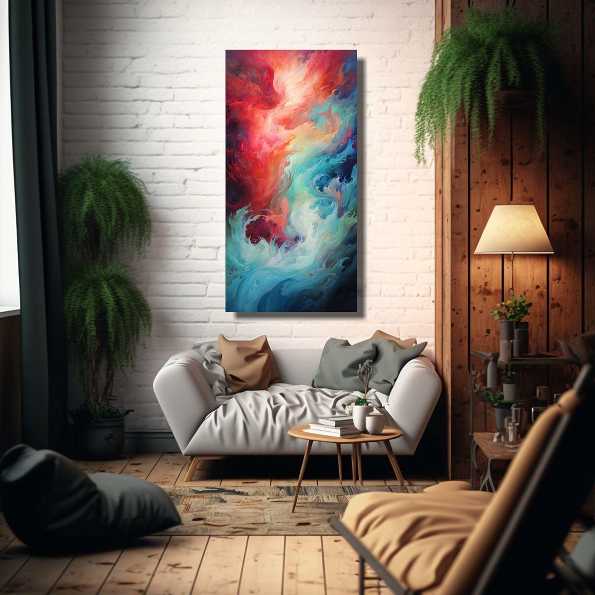 Cuadro Abstracto Bonitos Tonos Pintura Decorativa 50x100cm-2