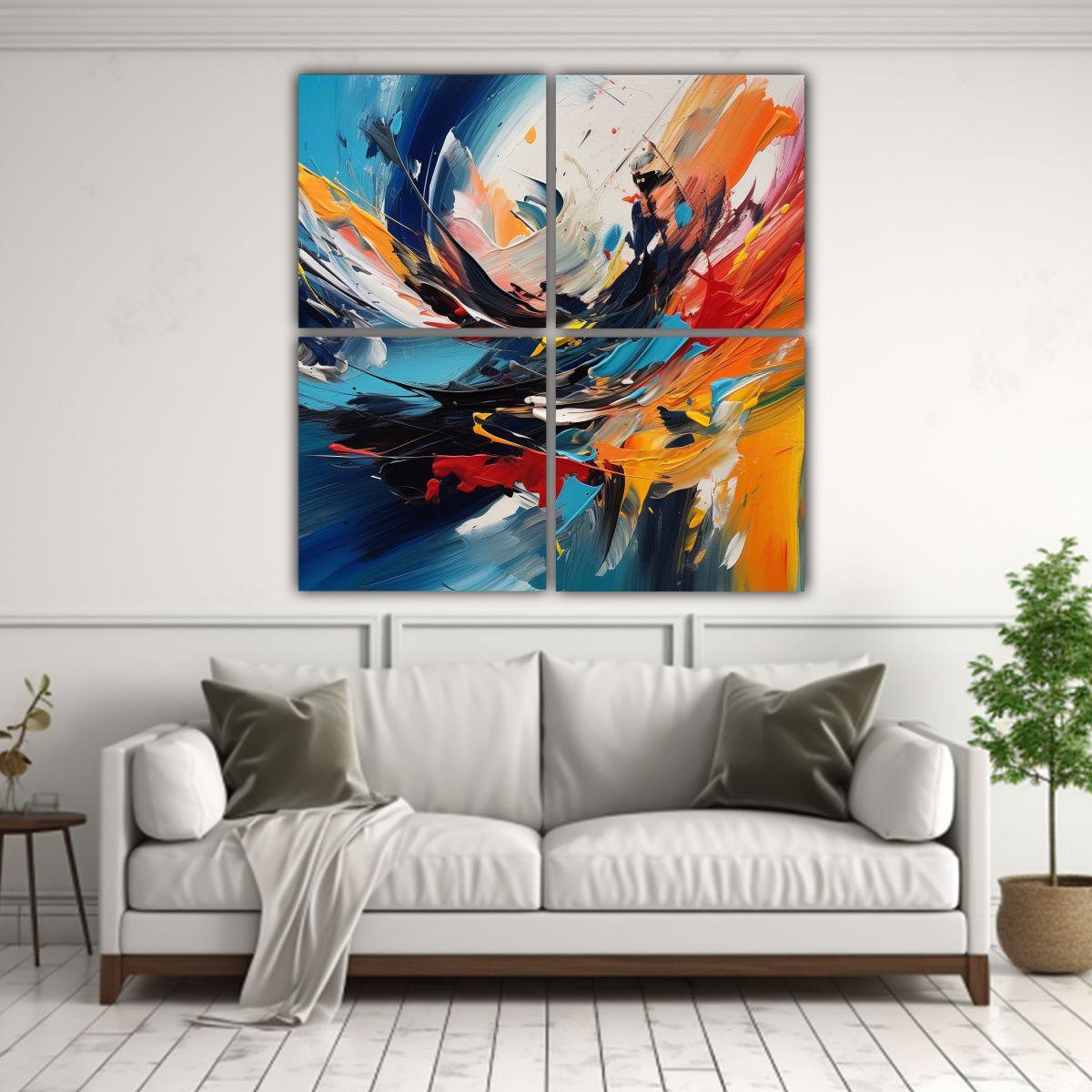 Cuadro Abstracto Con Colores Audaces Y Formas 120x120 Cm-2