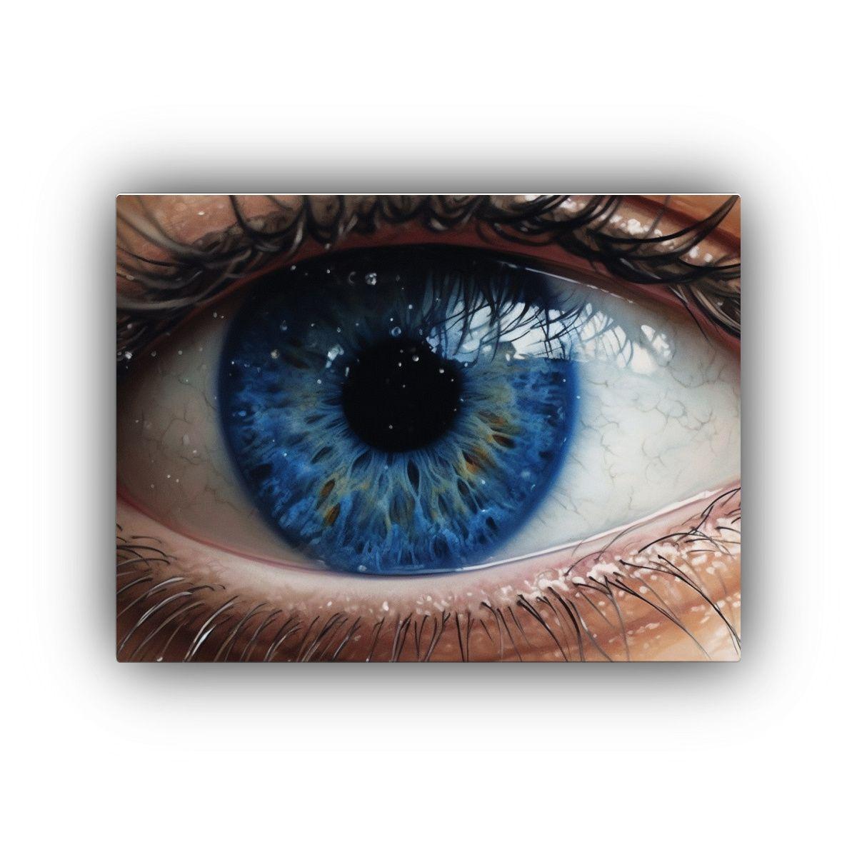 Cuadro Decorativo Vintage Con Impresionante Ojo Azul 120x80cm-0