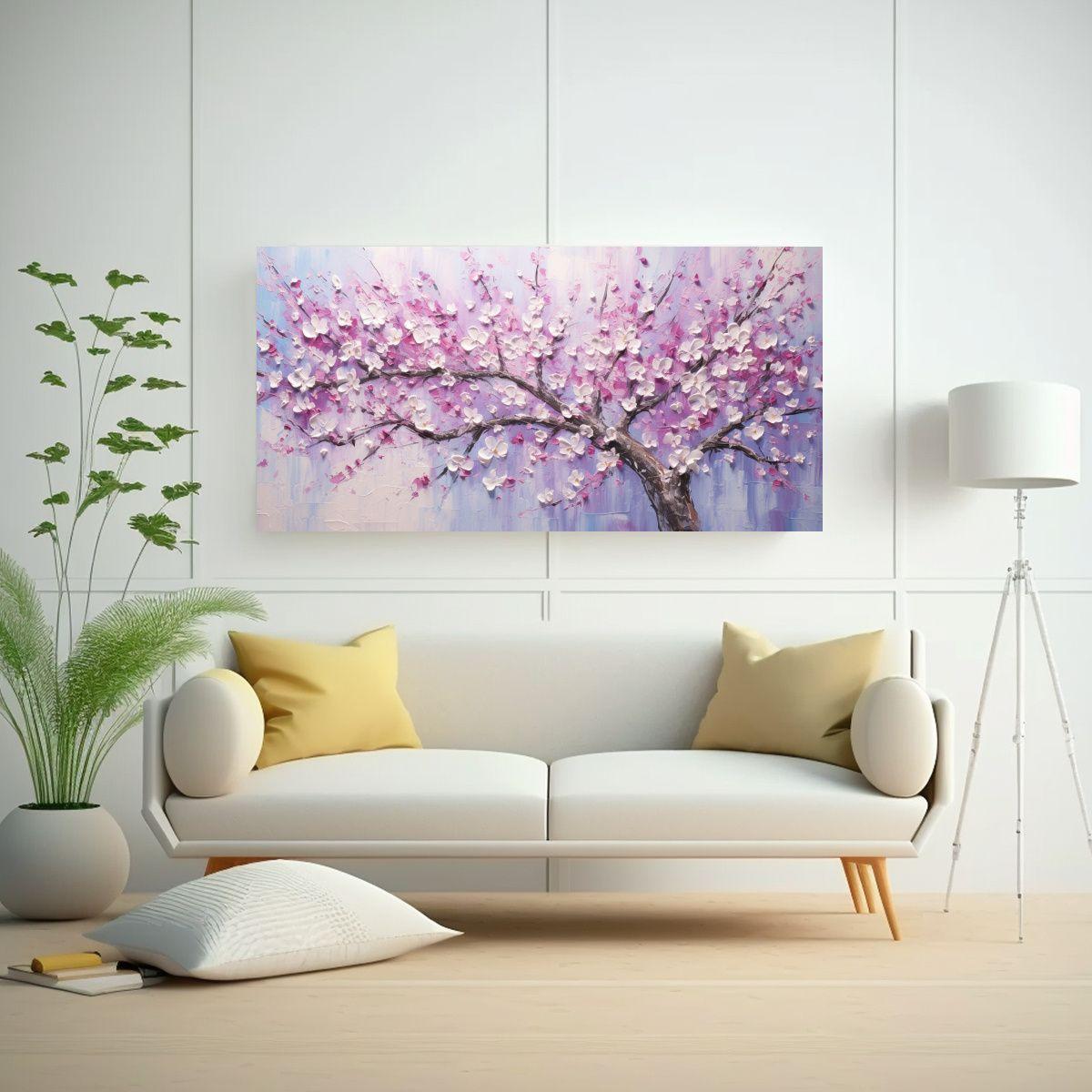 Cuadro Floral De Cerezos En Colores Vibrantes 40x20 Cm-2
