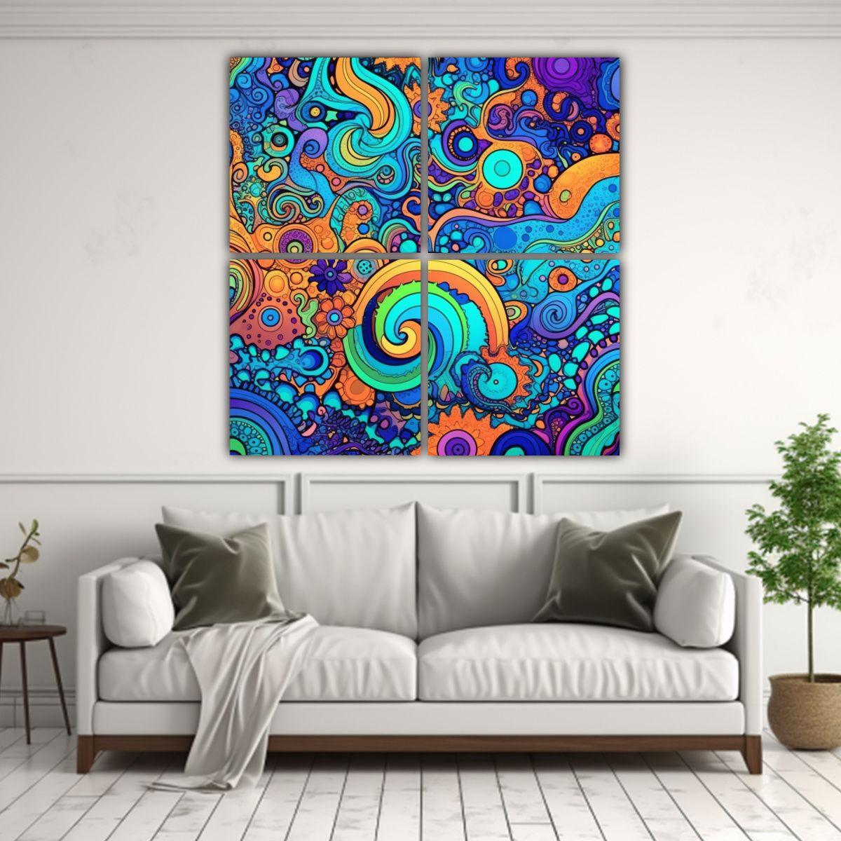 Cuatro Lienzos Intensidad Countess Con Patrones 140x140 Cm-2