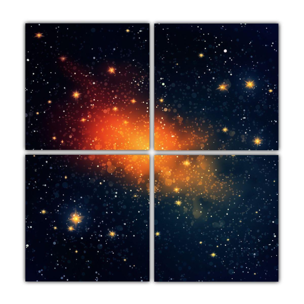 Cuatro Cuadros Calidos Elegancia Estrellado Cielo 40x40 Cm-0