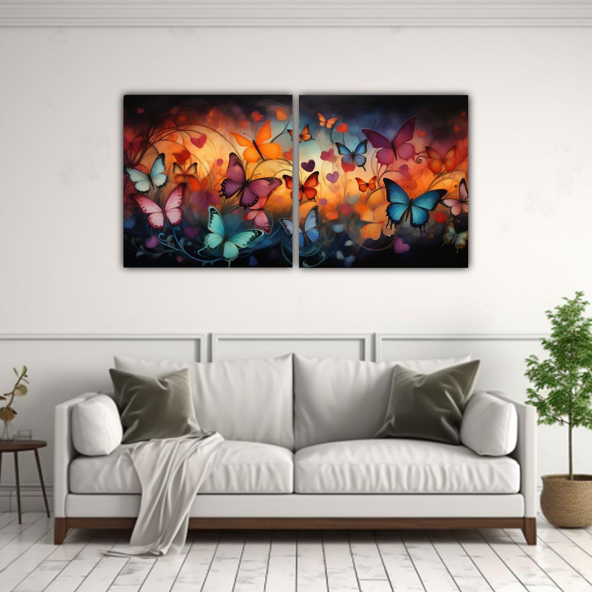 Set 2 Cuadros Decorativos De Pared Tono Ambiente 140x70 Cm-2