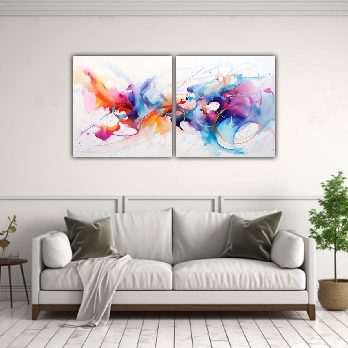 Lienzos Modernos Fantasía Fusión Abstracta De 100x50 Cm-2
