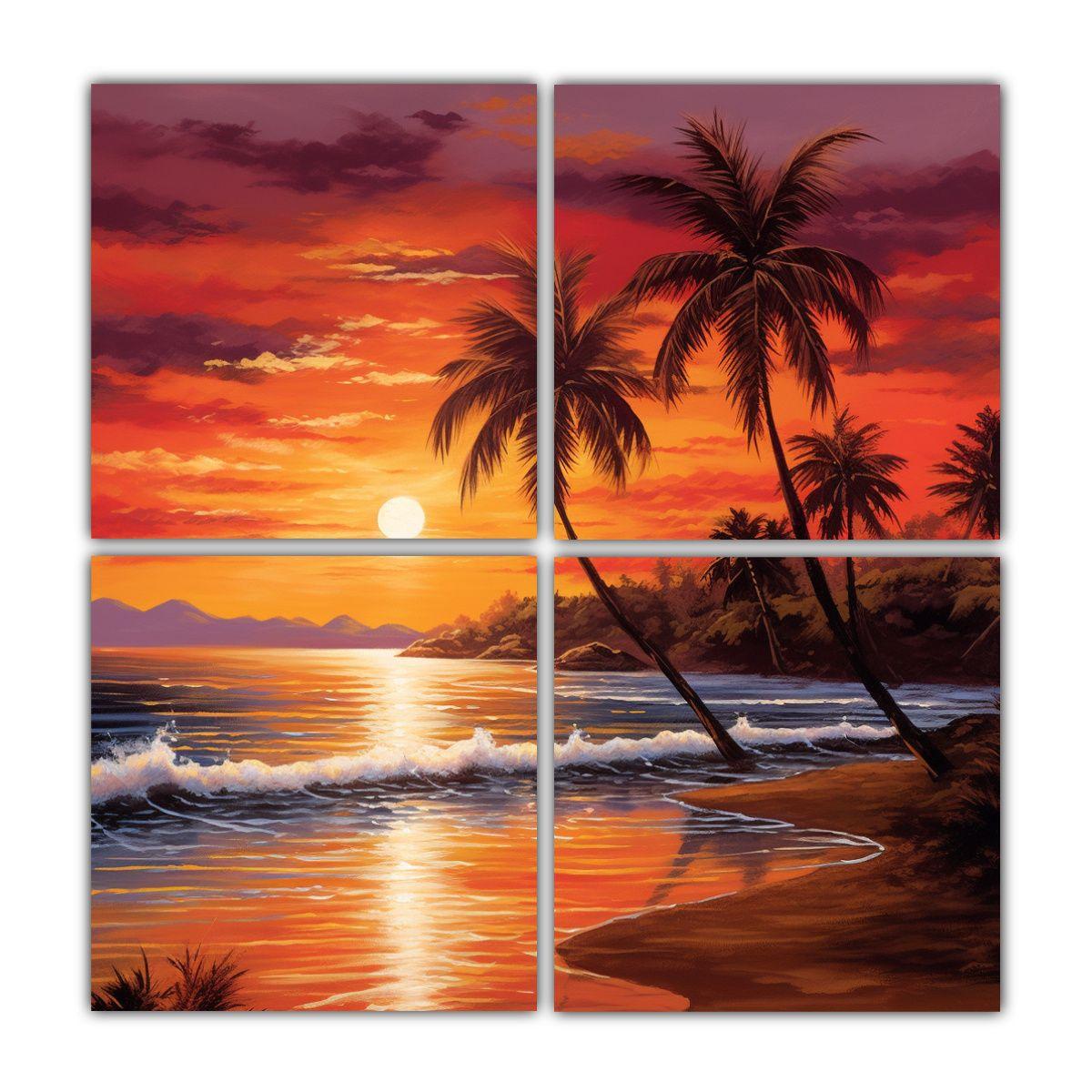 Pinturas Decorativas De 4 Lienzos De Colores 140x140 Cm-0